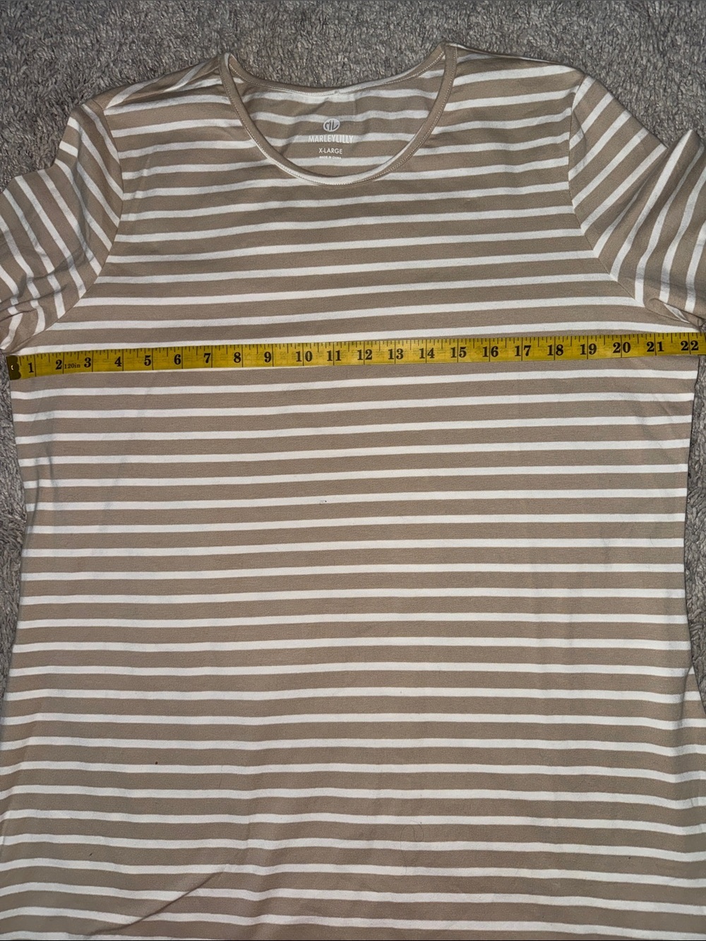 Marleylilly Striped Tunic Top Beige & White cozy flannel cottagecore casual XL - Picture 5 of 7